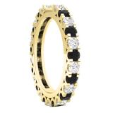 1.15 Carat (ctw) 10K Yellow Gold Round Black & Diamond Ladies Eternity Wedding Anniversary Stackable Band