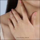 18K Rose Gold Round Cubic Zirconia Ladies Wedding Contour Guard Band