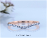 18K Rose Gold Round Cubic Zirconia Ladies Wedding Contour Guard Band
