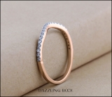18K Rose Gold Round Cubic Zirconia Ladies Wedding Contour Guard Band