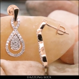 0.35 Carat (ctw) 10K Rose Gold Round White Diamond Ladies Dangling Drop Earrings 1/3 CT