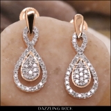 0.35 Carat (ctw) 10K Rose Gold Round White Diamond Ladies Dangling Drop Earrings 1/3 CT