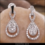 0.35 Carat (ctw) 10K White Gold Round White Diamond Ladies Dangling Drop Earrings 1/3 CT