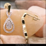 0.35 Carat (ctw) 10K Yellow Gold Round White Diamond Ladies Dangling Drop Earrings 1/3 CT