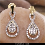0.35 Carat (ctw) 10K Yellow Gold Round White Diamond Ladies Dangling Drop Earrings 1/3 CT