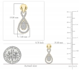 0.35 Carat (ctw) 10K Yellow Gold Round White Diamond Ladies Dangling Drop Earrings 1/3 CT