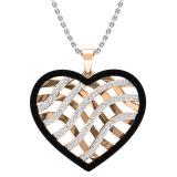0.95 Carat (ctw) 10K Rose Gold Round Black & White Diamond Ladies Heart Pendant 1 CT