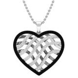 0.95 Carat (ctw) 10K White Gold Round Black & White Diamond Ladies Heart Pendant 1 CT