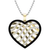 0.95 Carat (ctw) 10K Yellow Gold Round Black & White Diamond Ladies Heart Pendant 1 CT