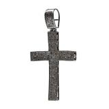 1.95 Carat (ctw) Black Rhodium Plated Sterling Silver Round Diamond Ladies Cross Pendant 2 CT