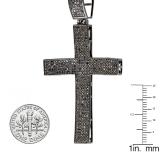 1.95 Carat (ctw) Black Rhodium Plated Sterling Silver Round Diamond Ladies Cross Pendant 2 CT