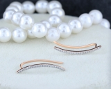 0.16 Carat (ctw) 10K Rose Gold Round White Diamond Ladies Crawler Climber Earrings