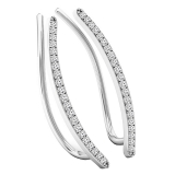 0.16 Carat (ctw) 10K White Gold Round White Diamond Ladies Crawler Climber Earrings