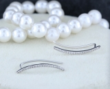 0.16 Carat (ctw) 10K White Gold Round White Diamond Ladies Crawler Climber Earrings