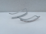 0.16 Carat (ctw) 10K White Gold Round White Diamond Ladies Crawler Climber Earrings