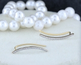 0.16 Carat (ctw) 10K Yellow Gold Round White Diamond Ladies Crawler Climber Earrings