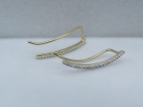 0.16 Carat (ctw) 10K Yellow Gold Round White Diamond Ladies Crawler Climber Earrings