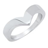 10K White Gold Ladies Anniversary Wedding Stackable Contour Band Guard Ring