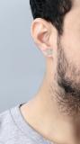 Round White Diamond Dice Shaped Hip Hop Stud Earring (1 Pc Only) for Men (0.13 ctw, Color I-J, Clarity I2-I3) in 10K White Gold in Screw Back