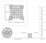 Round White Diamond Dice Shaped Hip Hop Stud Earring (1 Pc Only) for Men (0.13 ctw, Color I-J, Clarity I2-I3) in 10K White Gold in Screw Back