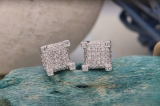 0.25 Carat (ctw) 14K White Gold Round Diamond Dice Shaped Hip Hop Mens Stud Earrings 1/4 CT
