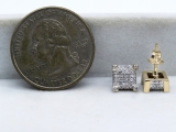 0.25 Carat (ctw) 14K Yellow Gold Round Diamond Dice Shaped Hip Hop Mens Stud Earrings 1/4 CT