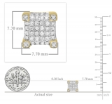 0.25 Carat (ctw) 14K Yellow Gold Round Diamond Dice Shaped Hip Hop Mens Stud Earrings 1/4 CT