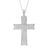 0.45 Carat (ctw) 10K White Gold Round Diamond Men's Cross Pendant 1/2 CT (Silver Chain Included)