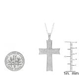 0.45 Carat (ctw) 18K White Gold Round Diamond Men's Cross Pendant 1/2 CT (Silver Chain Included)
