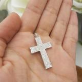 0.45 Carat (ctw) 18K White Gold Round Diamond Men's Cross Pendant 1/2 CT (Silver Chain Included)