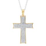 0.45 Carat (ctw) 18K Yellow Gold Round Diamond Men's Cross Pendant 1/2 CT (Silver Chain Included)