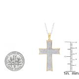 0.45 Carat (ctw) 18K Yellow Gold Round Diamond Men's Cross Pendant 1/2 CT (Silver Chain Included)