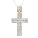 0.82 Carat (ctw) 10K Yellow Gold Round Diamond Men's Cross Pendant 3/4 CT (Silver Chain Included)