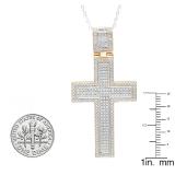 0.82 Carat (ctw) 10K Yellow Gold Round Diamond Men's Cross Pendant 3/4 CT (Silver Chain Included)
