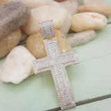 0.82 Carat (ctw) 10K Yellow Gold Round Diamond Men's Cross Pendant 3/4 CT (Silver Chain Included)