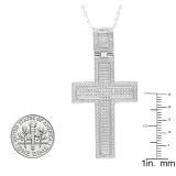 0.82 Carat (ctw) 14K White Gold Round Diamond Men's Cross Pendant 3/4 CT (Silver Chain Included)