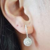 1.00 Carat (ctw) 14K White Gold Round White Diamond Ladies Halo Style Dangling Earrings 1 CT