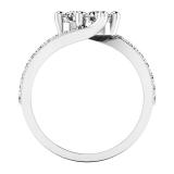 10K White Gold Round White Cubic Zirconia CZ Ladies Two Stone Engagement Ring