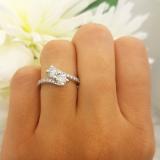 10K White Gold Round White Cubic Zirconia CZ Ladies Two Stone Engagement Ring