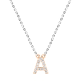 0.12 Carat (ctw) 14K Rose Gold Diamond Uppercase Letter A Initial Pendant (Silver Chain Included)