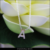0.12 Carat (ctw) 14K Rose Gold Diamond Uppercase Letter A Initial Pendant (Silver Chain Included)