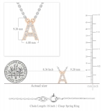 0.12 Carat (ctw) 14K Rose Gold Diamond Uppercase Letter A Initial Pendant (Silver Chain Included)