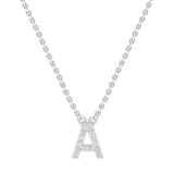 0.12 Carat (ctw) 14K White Gold Diamond Uppercase Letter A Initial Pendant (Silver Chain Included)