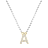 0.12 Carat (ctw) 14K Yellow Gold Diamond Uppercase Letter A Initial Pendant (Silver Chain Included)