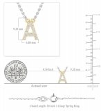0.12 Carat (ctw) 14K Yellow Gold Diamond Uppercase Letter A Initial Pendant (Silver Chain Included)