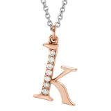 0.05 Carat (ctw) Round Diamond Lowercase Letter 'k' Initial Pendant 10K Rose Gold