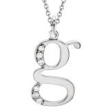 0.05 Carat (ctw) Round Diamond Lowercase Letter 'g' Initial Pendant 10K White Gold
