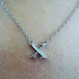 0.05 Carat (ctw) Round Diamond Lowercase Letter 'x' Initial Pendant 10K White Gold
