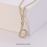 0.05 Carat (ctw) Round Diamond Lowercase Letter 'b' Initial Pendant 10K Yellow Gold