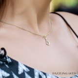 0.05 Carat (ctw) Round Diamond Lowercase Letter 'b' Initial Pendant 10K Yellow Gold
